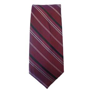MICHAEL KORS Burgundy Red Black Vitality Stripe Silk Classic Tie